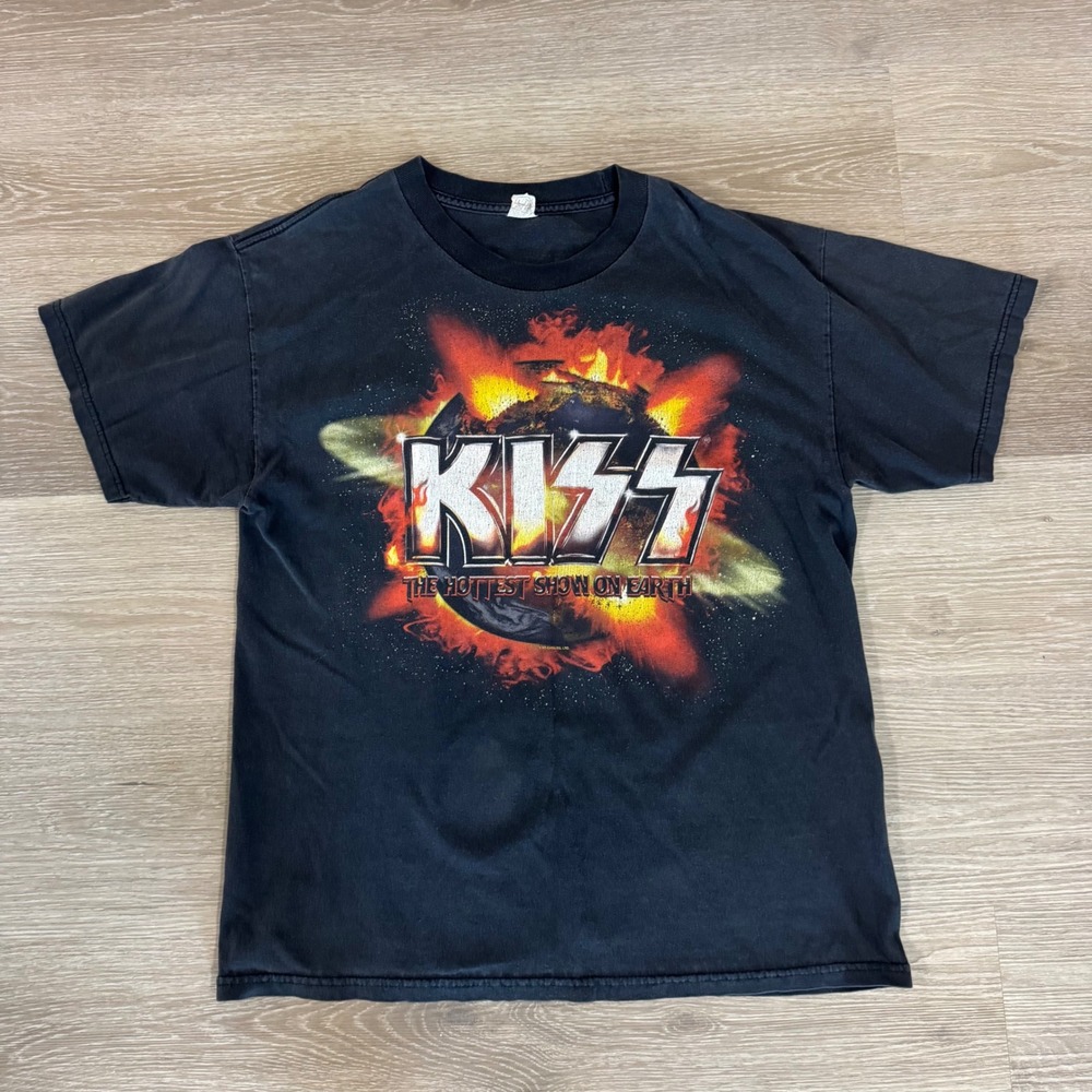 KISS T-Shirt Mens Large Black 2010 Tour Hottest Show On Earth Band Tee Alstyle
